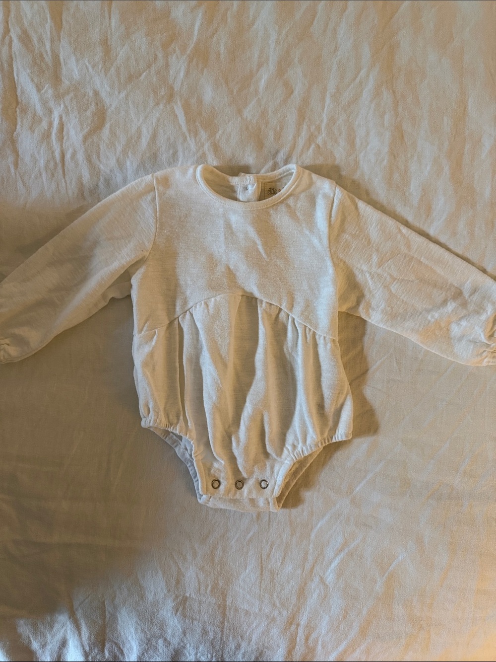 Long-Sleeve Cream Baby One-Piece Bodysuit